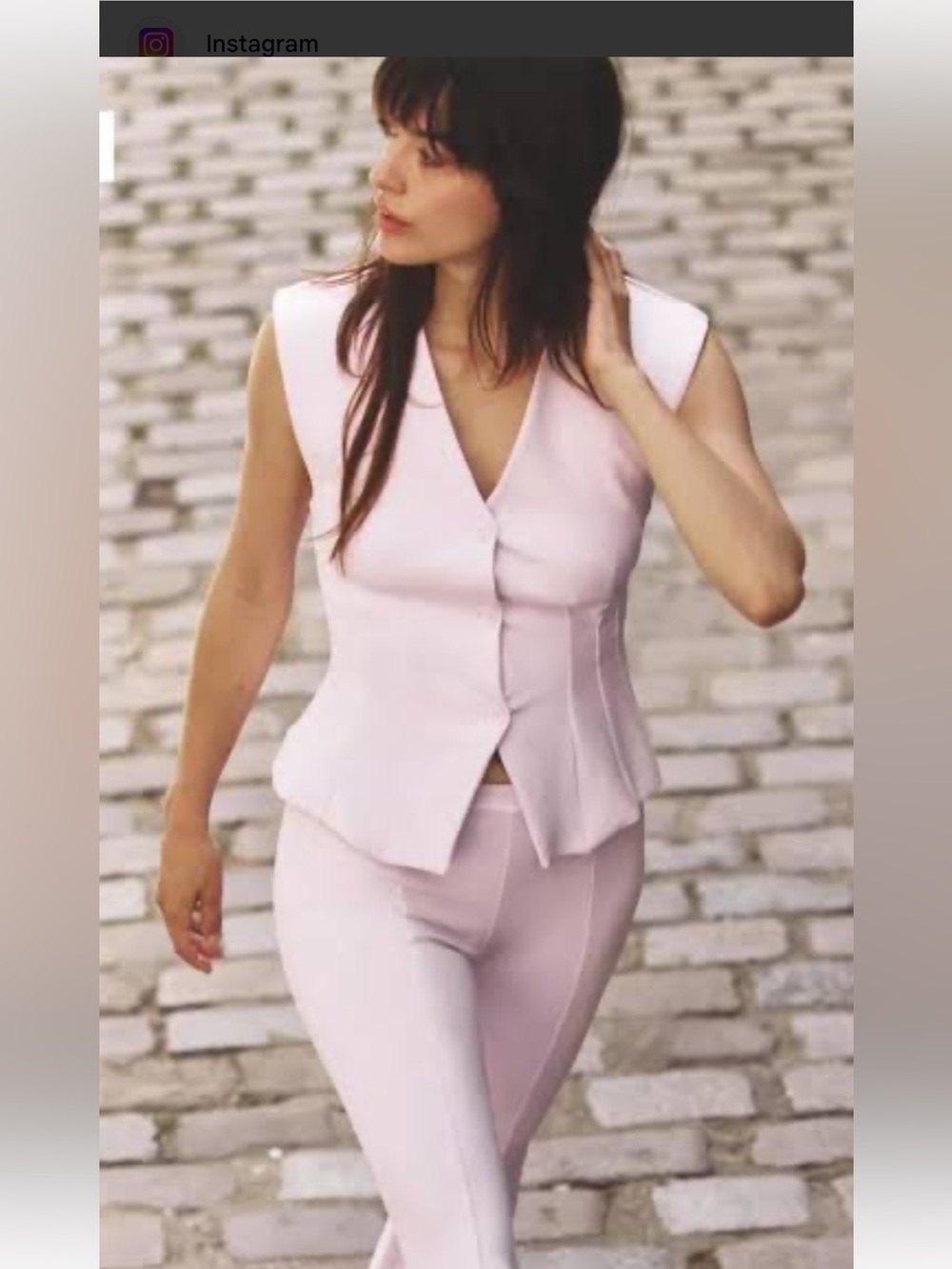 Zara Light Pink Sleeveless Tailored Vest & Pants Set